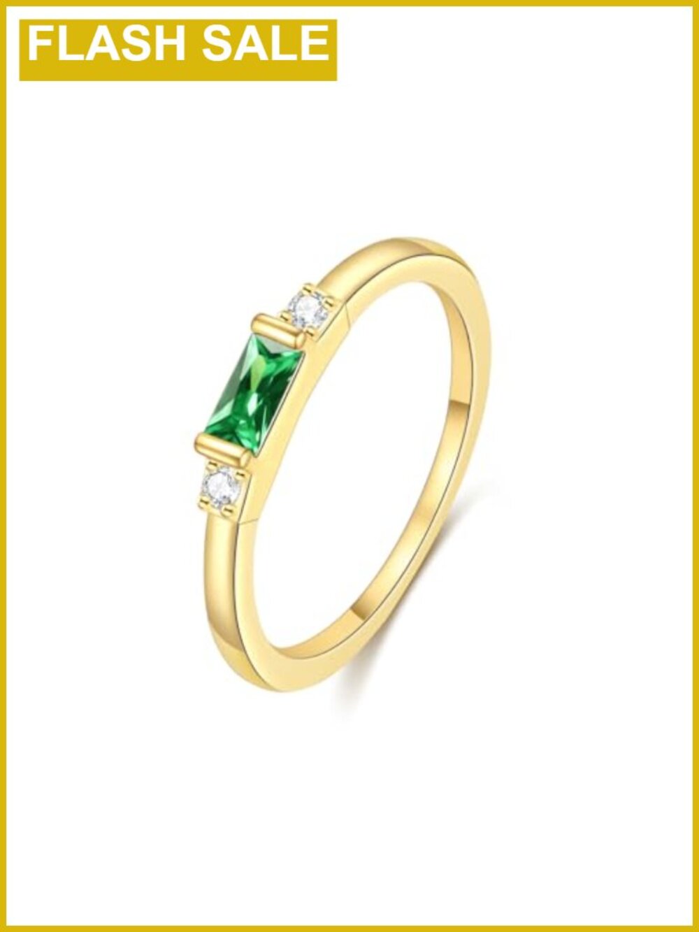 14K Gold Plated Birthstone Stackable Ring Cubic Zirconia Wedding Band